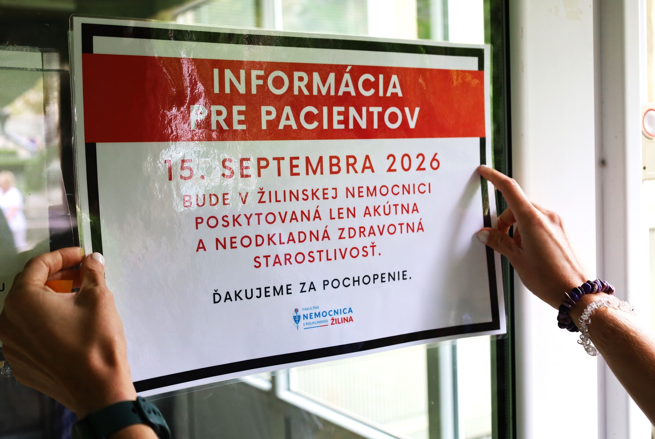 V utorok 15. septembra bude žilinská nemocnica poskytovať len akútnu a neodkladnú zdravotnú starostlivosť
